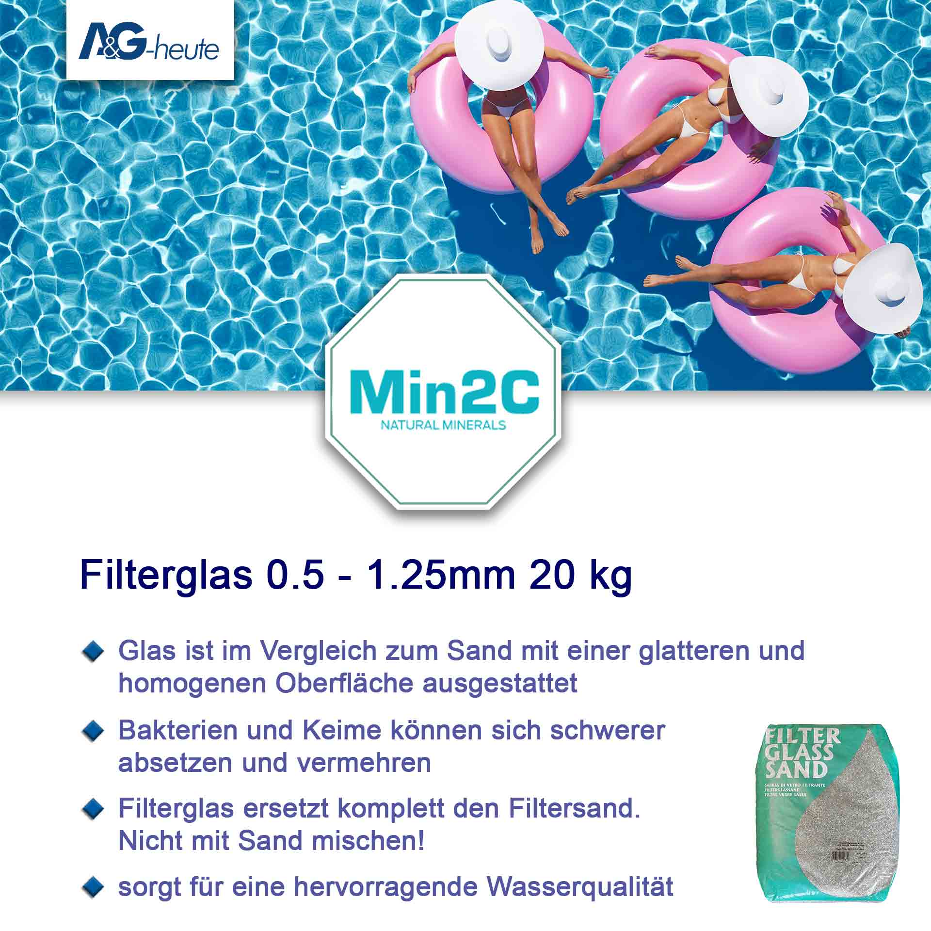 Min2C 20 kg Glasfiltersand 0.5-1.25 mm
