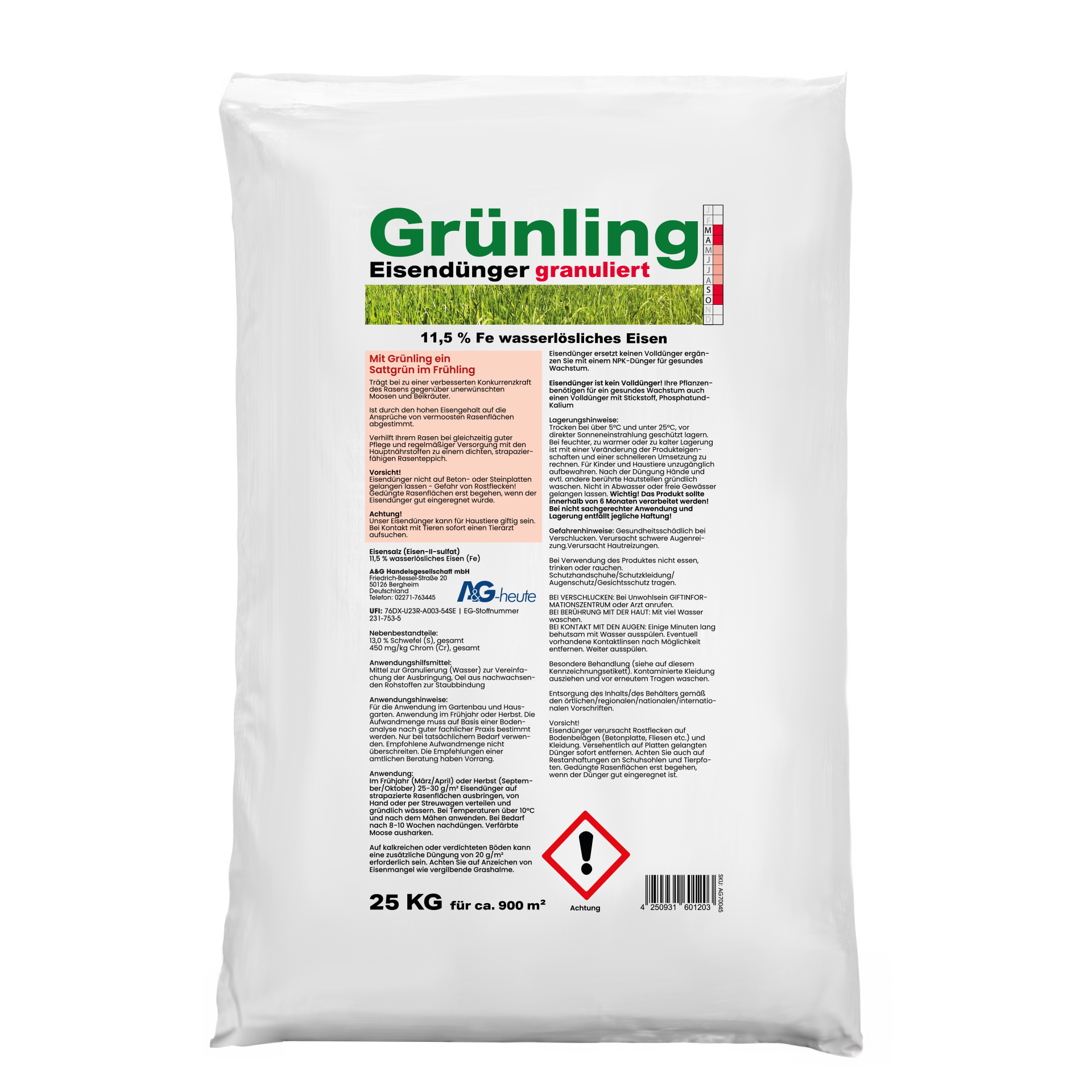 A&G-heute 25 kg Grünling Eisendünger Granulat