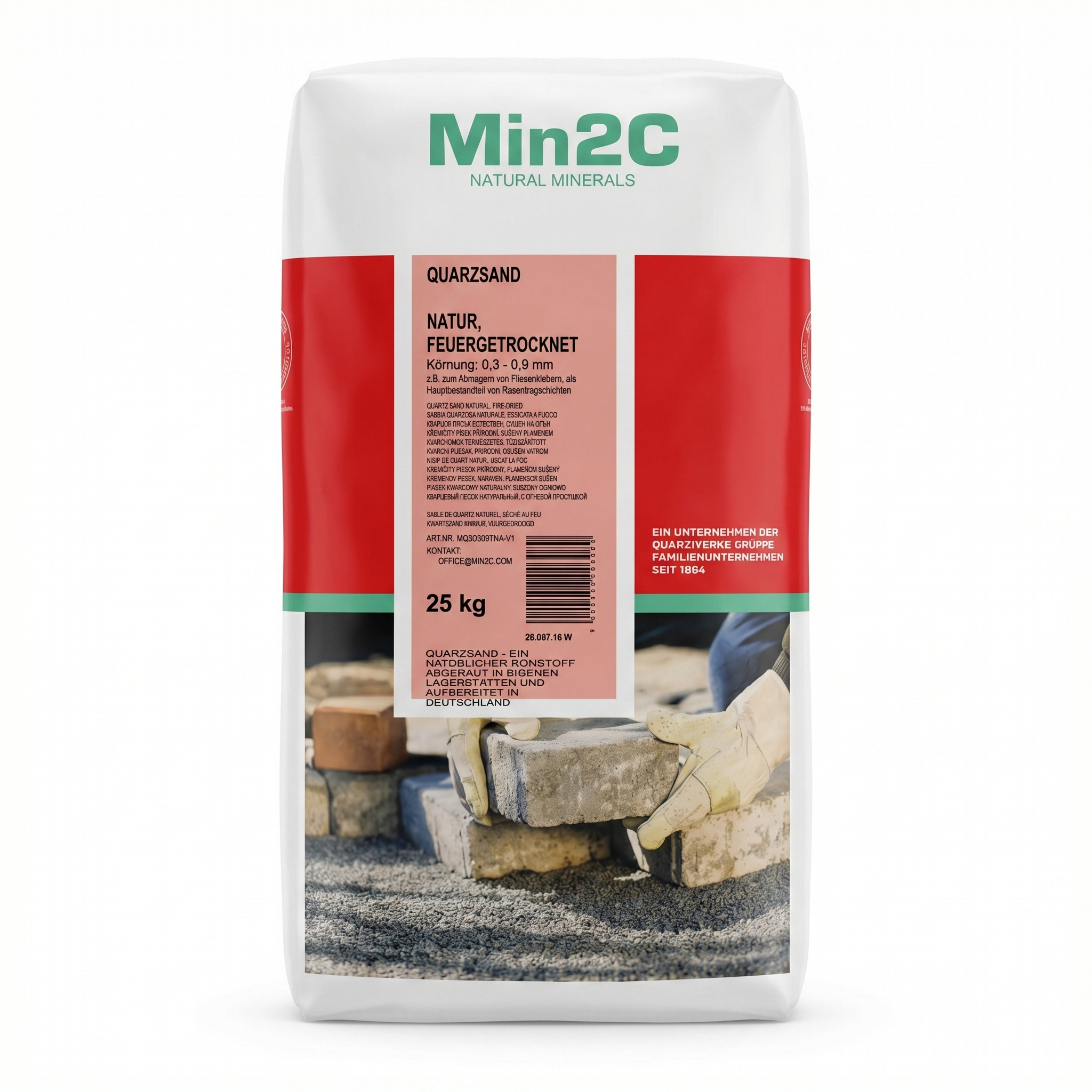 Min2C Quarzsand 0,3 – 0,9 mm – ideal für Sport- und Spielrasen