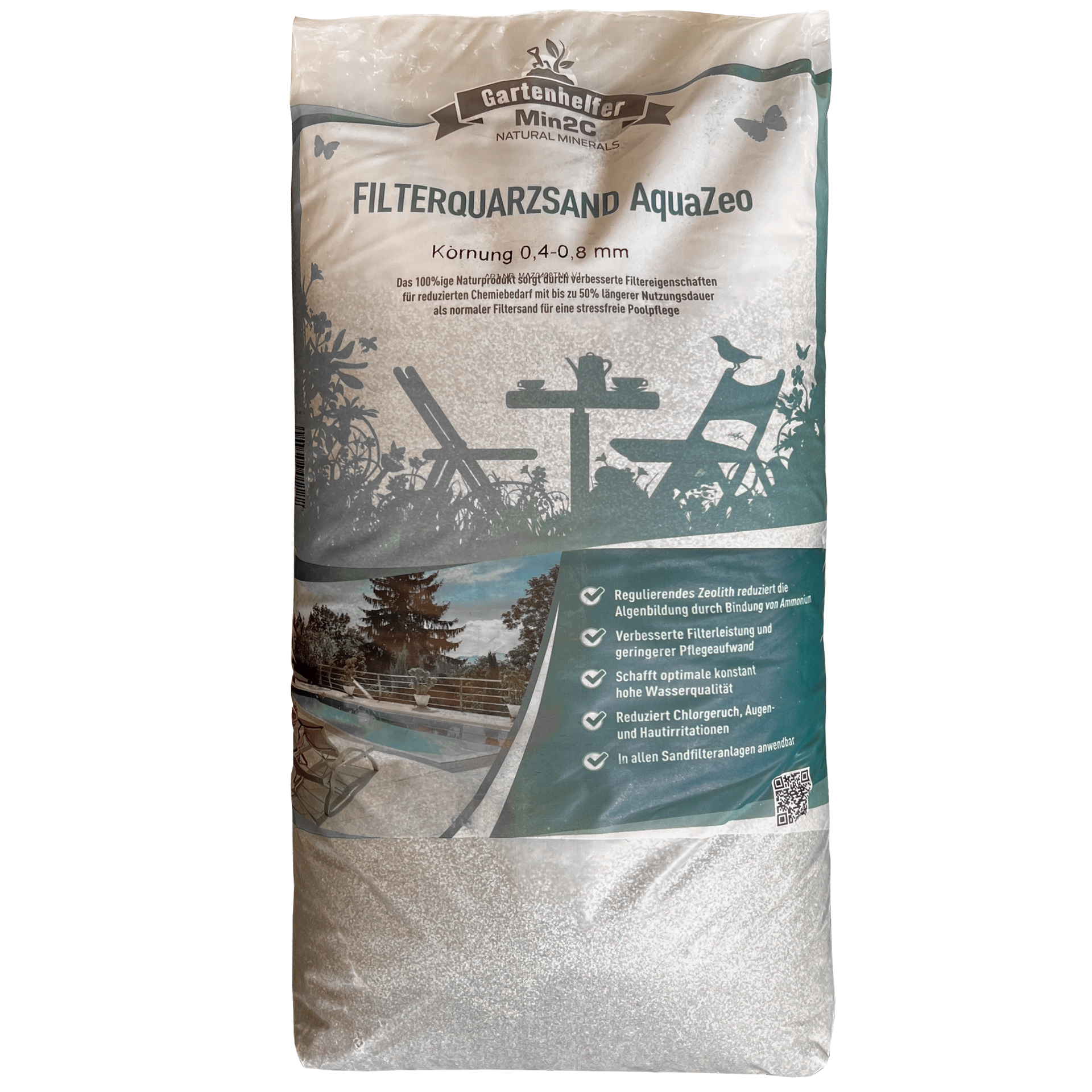 Min2C AquaZeo 25 kg Filtersand 0.4-0.8 mm Premium Quarzsand