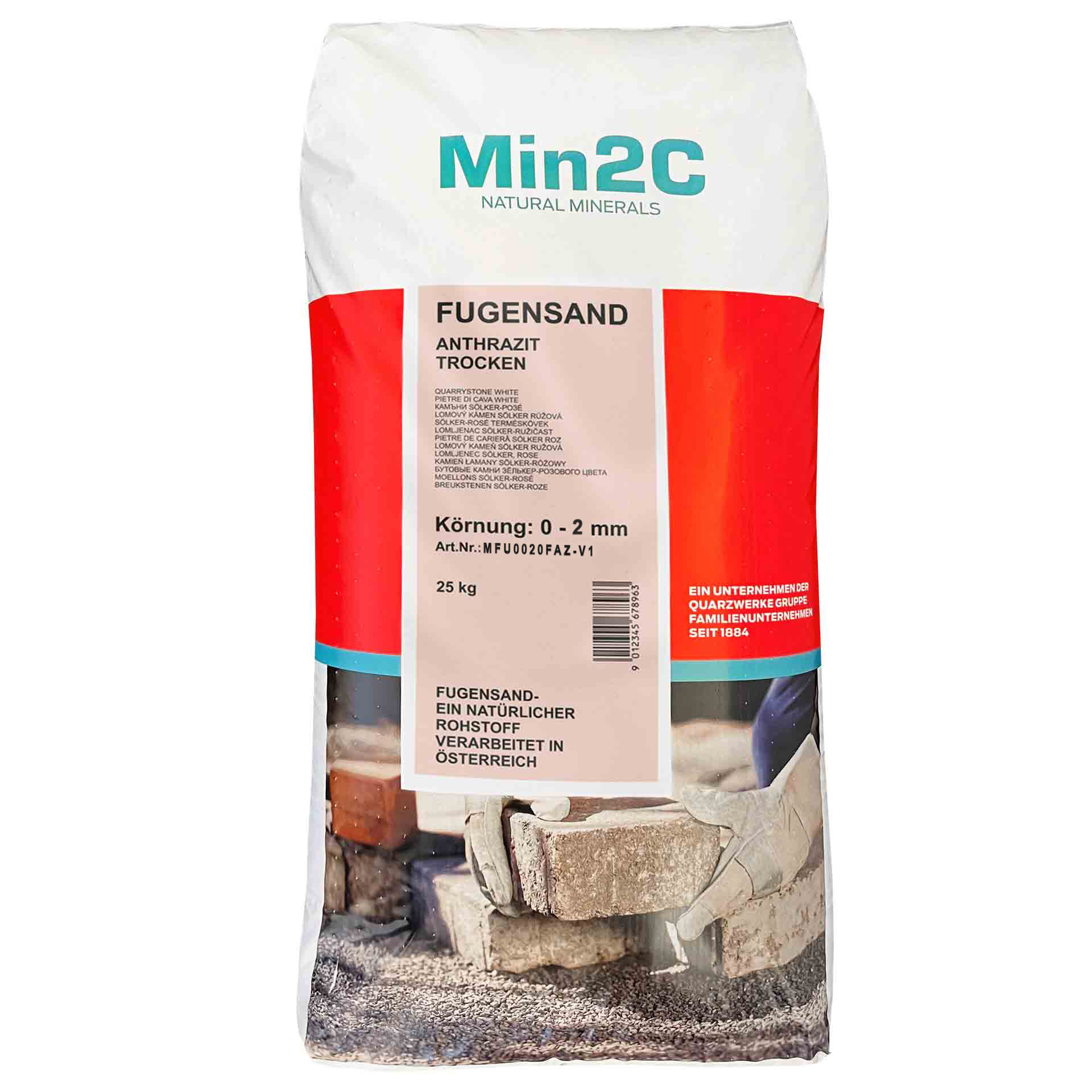 Min2C 25 kg Fugensand anthrazit 0.0-2.0 mm Premium Quarzsand