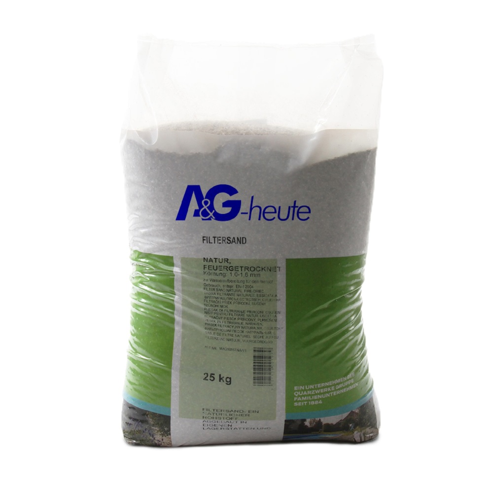 A&G-heute Min2C 25kg Filtersand Quarzsand Körnung 1.0-1.6mm A&G-heute Min2C 25kg Filtersand Quarzsand Körnung 1.0-1.6mm