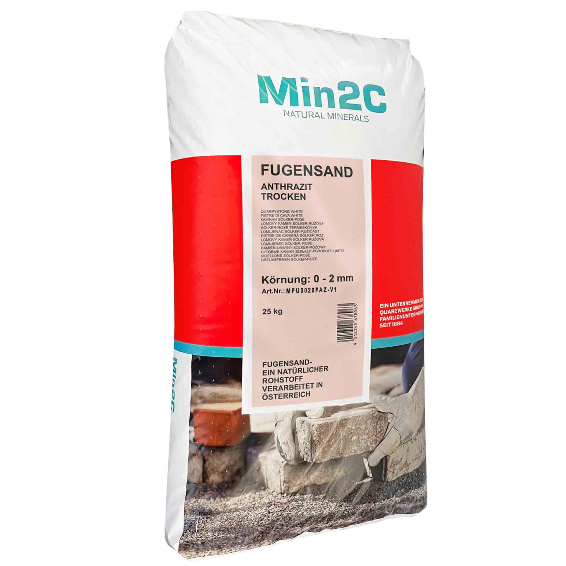 Min2C 25 kg Fugensand anthrazit 0.0-2.0 mm Premium Quarzsand