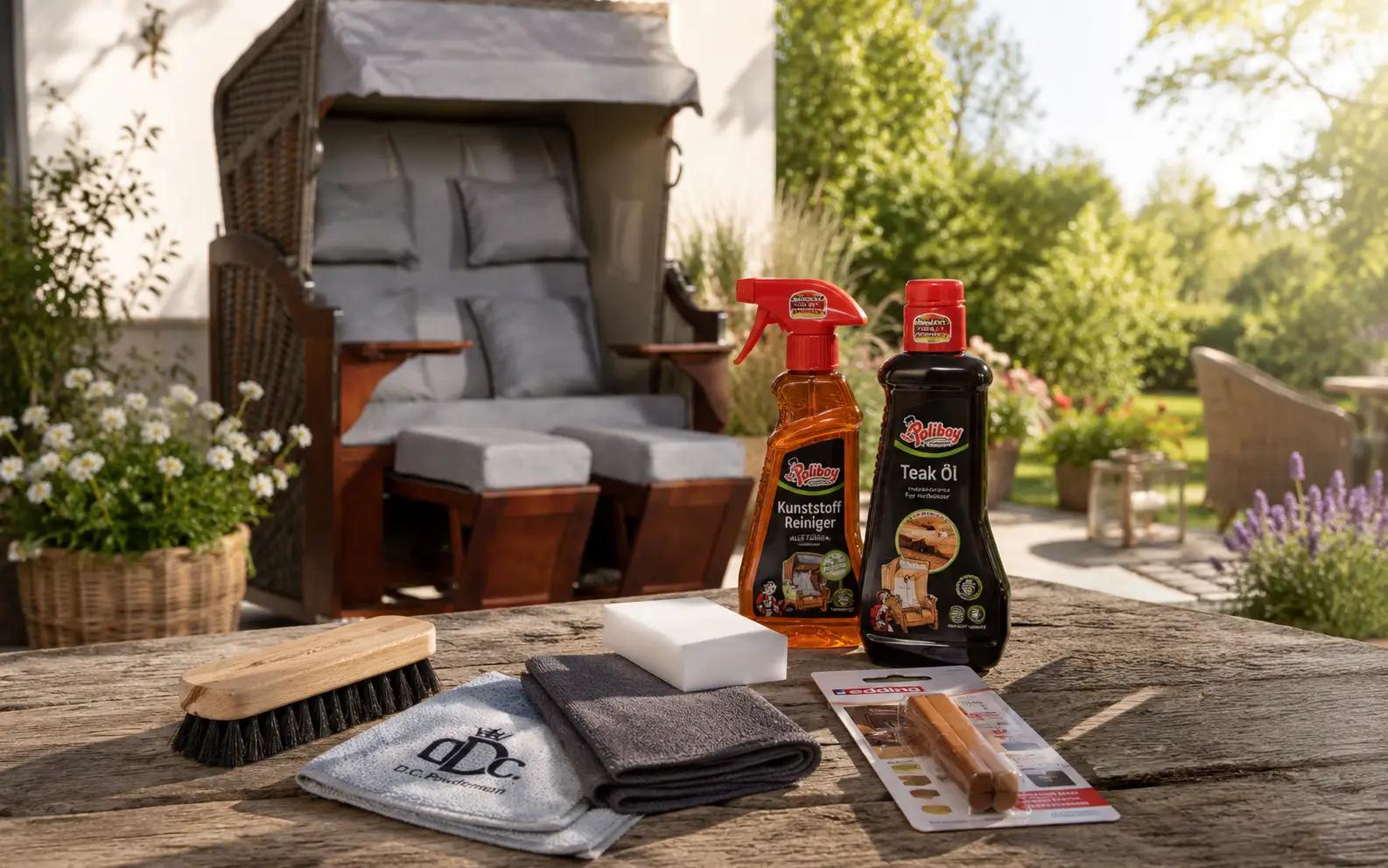 Doppelrollen als Zubehör für Strandkörbe und Gartenmöbel
