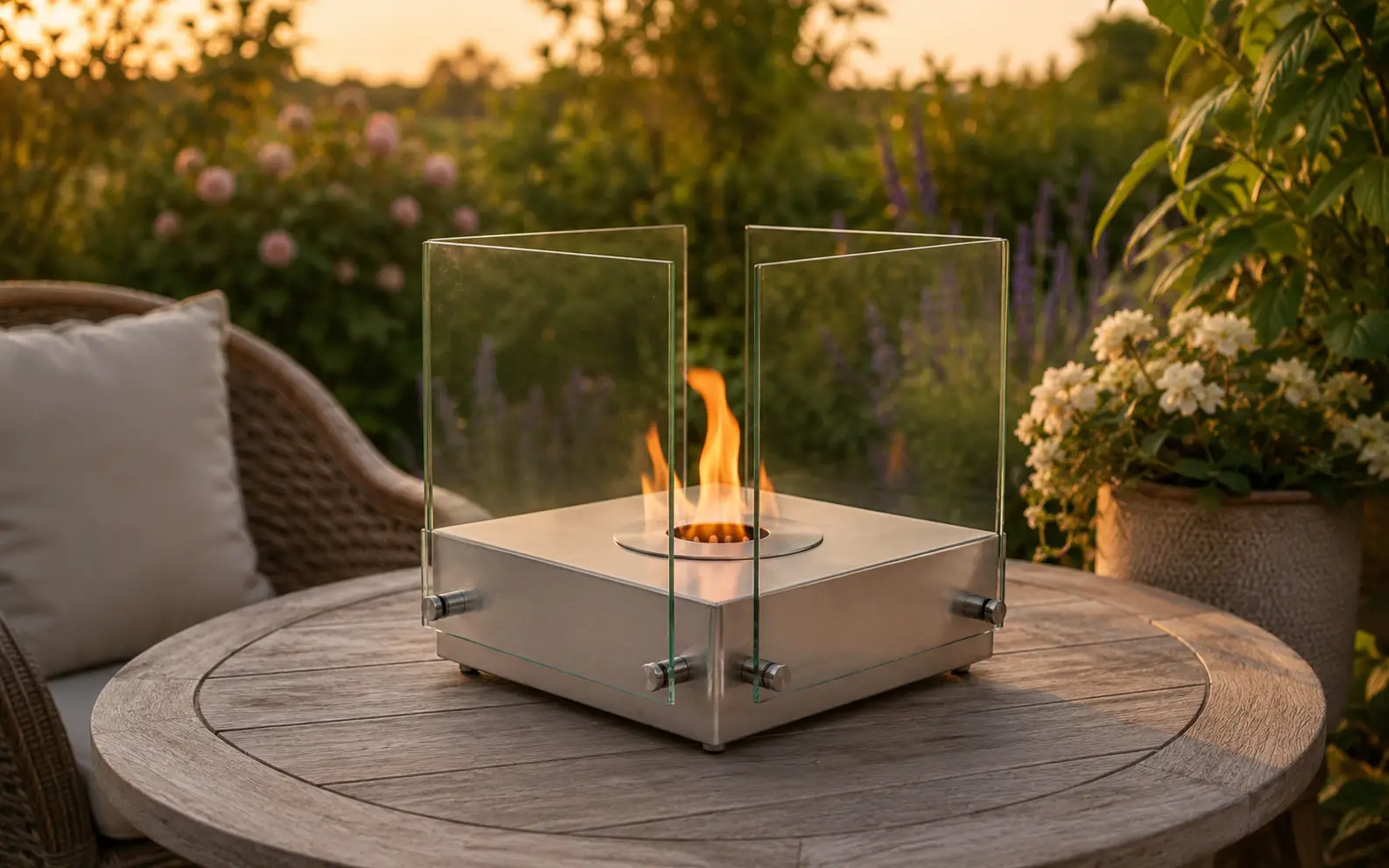 LILIMO Ethanol-Tischkamin mit Sicherheitsglas