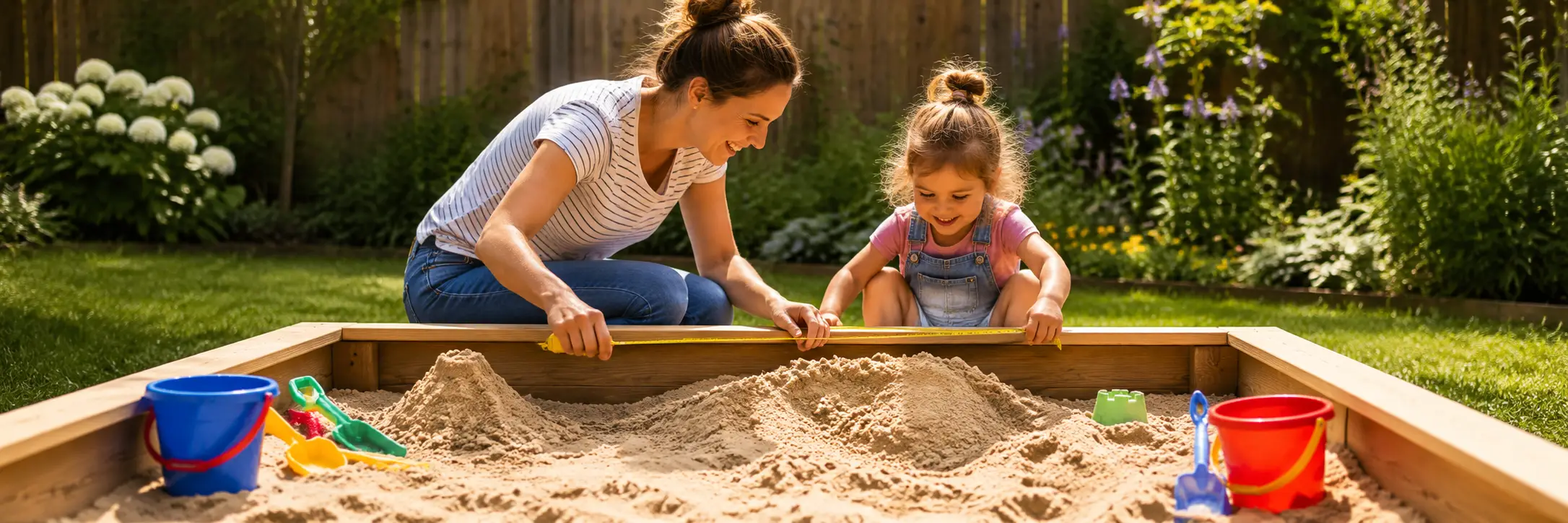 Spielsandmenge für einen Sandkasten ausmessen und berechnen