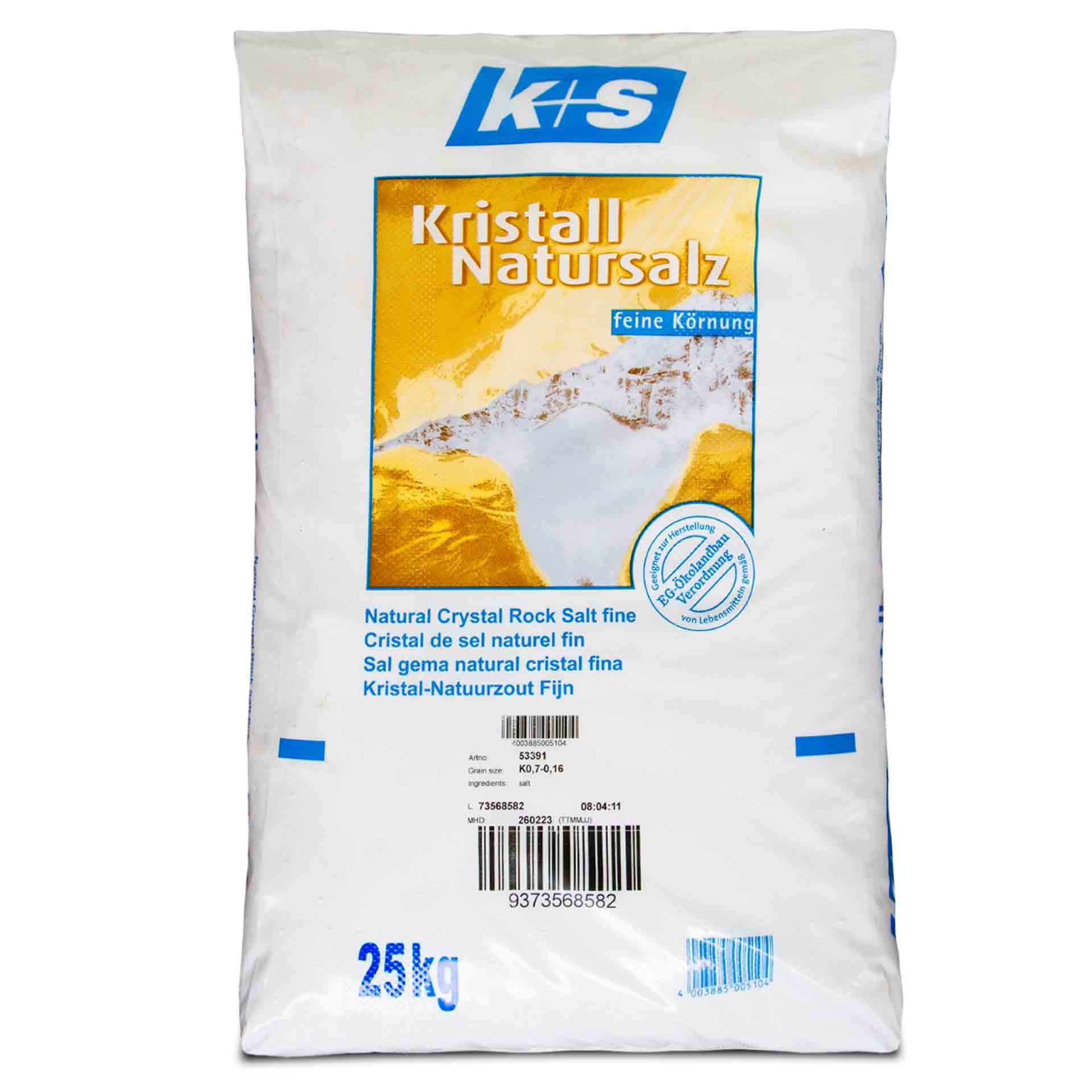 K+S 25 kg Speisesalz Steinsalz Kristall Natursalz